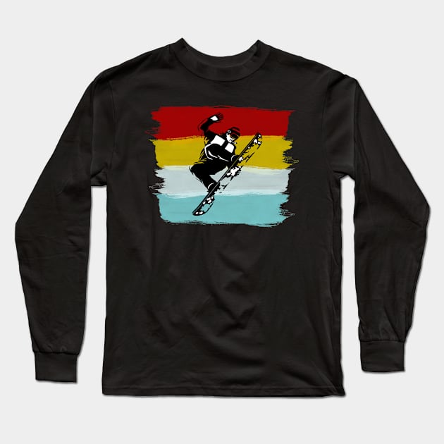 Retro Snowboarder Long Sleeve T-Shirt by funkyteesfunny